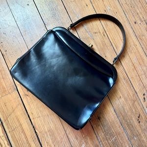 Vintage black leather handbag